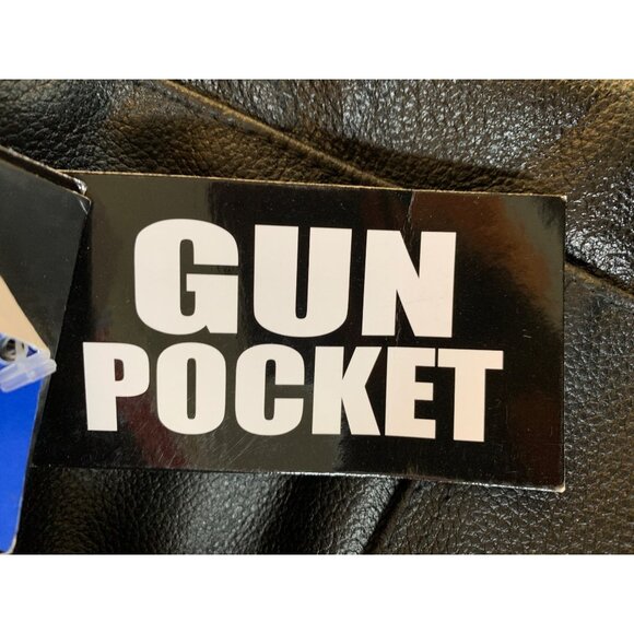 New Mens Black USA Leather Biker Vest 4XL Combat Trucker Gun Pocket RHH10564 - Picture 4 of 11